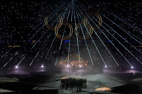 Artists perform at the Stade de France in Saint-Denis during Summer Olympics closing ceremony